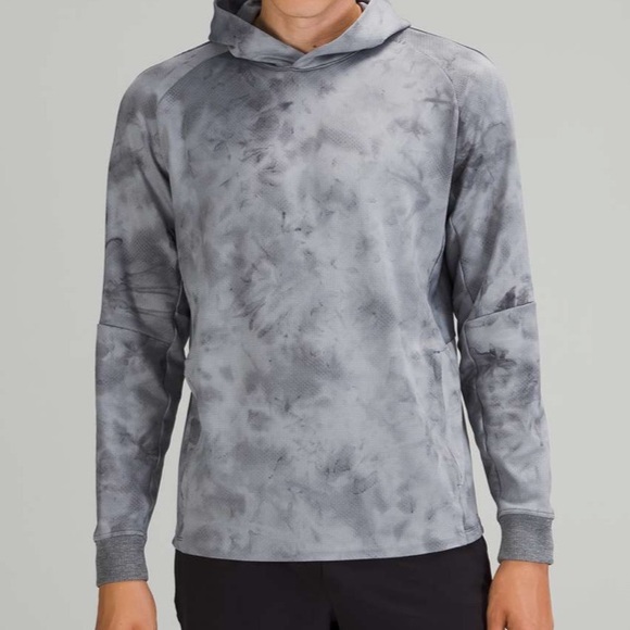 Lululemon Men’s Textured Tech Hoodie In Diamond Dye Rhino Grey Anchor Size L